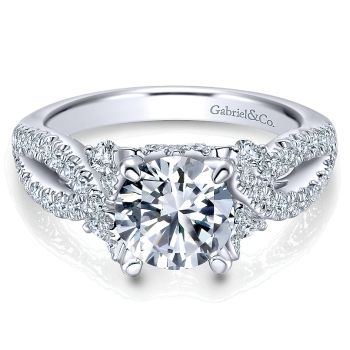 0.75 ct - Diamond Engagement Ring Set in 18k White Gold Criss Cross /ER12187R6W84JJ-IGCD
