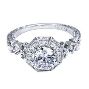 Gabriel & Co Platinum 0.37 ct Diamond Halo Engagement Ring Setting ER6506PT3JJ