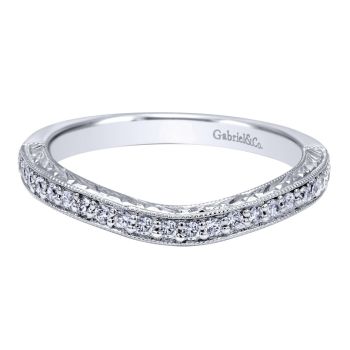 0.19 ct F-G SI Diamond Curved Wedding Band In 14K White Gold WB10926W44JJ