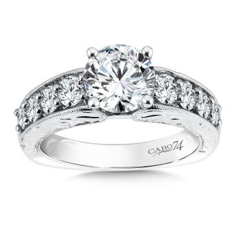 Engagement Ring With Side Stones in 14K White Gold with Platinum Head (0.92ct. tw.) /CR518W