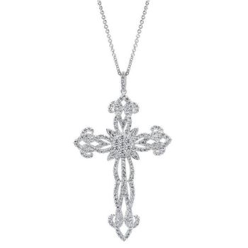 18k White Gold Diamond Cross Necklace NK3906W84JJ
