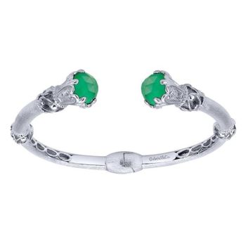 Green Onyx Bangle In Silver 925/Stainless Steel BG3327MXJGO