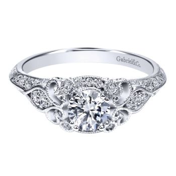 14K White Gold 0.31 ct Diamond Halo Engagement Ring Setting ER11865R0W44JJ