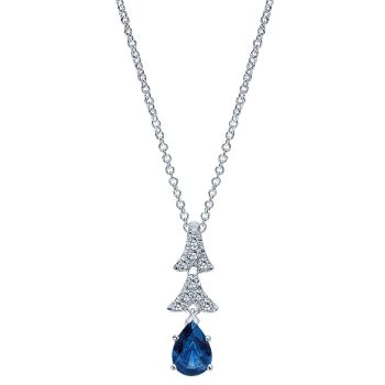0.15 ct - Necklace
 14k White Gold Diamond And Sapphire Fashion /NK4395W45SA-IGCD