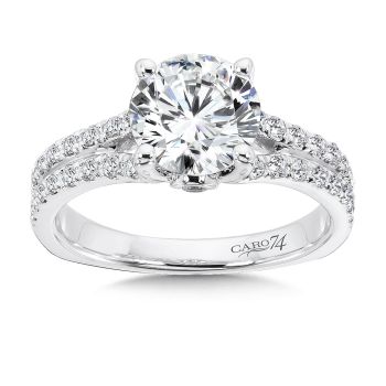 Split Shank Engagement Ring with Side Stones in 14K White Gold (0.38ct. tw.) /CR502W