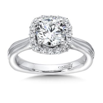 Cushion-Shape Halo Engagement Ring in 14K White Gold with Platinum Head (0.23ct. tw.) /CR489W