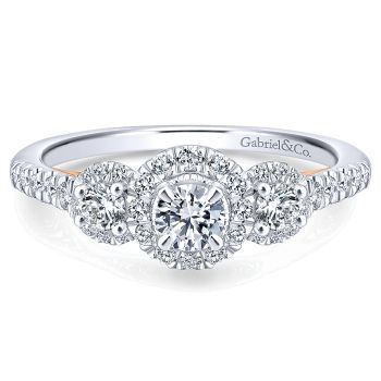 0.69 ct Pre-Set Engagement Ring
 14k White & Pink Gold Diamond 3 Stones /ER913027R0T44JJ.CSD4-IGCD