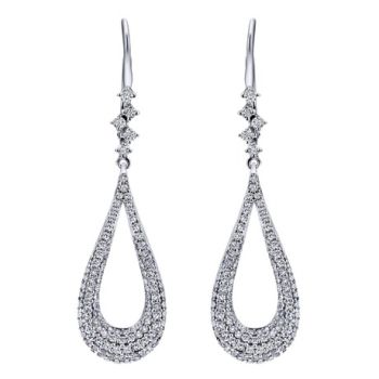 18k White Gold Diamond Drop Earrings 1.07 ct EG12675W84JJ