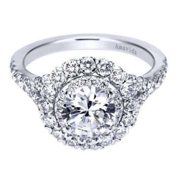 Gabriel & Co 18K White Gold 0.90 ct Diamond Halo Engagement Ring Setting ER7919W83JJ