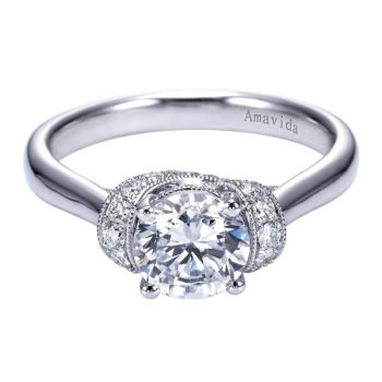 Gabriel & Co 18K White Gold 0.32 ct Diamond Straight Engagement Ring Setting ER7554W83JJ
