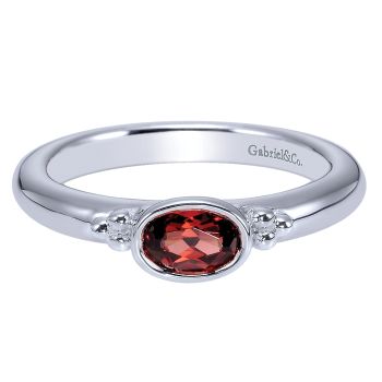 0.59 - Ladies' Ring 925 Silver Garnet Stackable /LR6793-7SVJGN-IGCD
