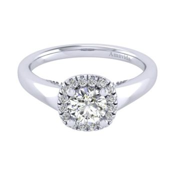 18K White Gold 0.16 ct Diamond Halo Engagement Ring ER12028W83JJ
