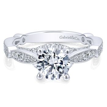 0.58 ct - Diamond Engagement Ring Set in 14k White Gold Straight Setting /ER12614R4W44JJ-IGCD