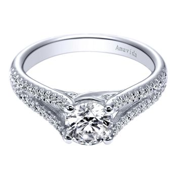 0.24 ct - Diamond Engagement Ring Set in 18k White Gold - Split Shank /ER6230W83JJ-IGCD