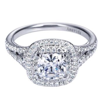 Gabriel & Co 18K White Gold 0.43 ct Diamond Halo Engagement Ring Setting ER6792W83JJ