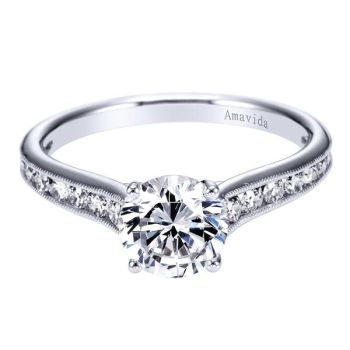 Gabriel & Co 18K White Gold 0.37 ct Diamond Straight Engagement Ring Setting ER7405W83JJ