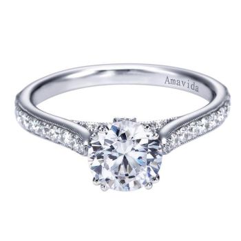 Gabriel & Co 18K White Gold 0.38 ct Diamond Straight Engagement Ring Setting ER7309W83JJ