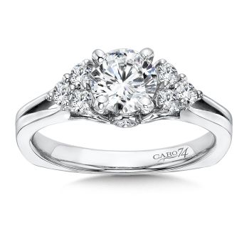 Classic Elegance Collection Diamond Engagement Ring With Side Stones and Split Shank in 14K White Gold with Platinum Head (0.33ct. tw.) /CR313W