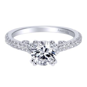 Gabriel & Co 18K White Gold 0.42 ct Diamond Straight Engagement Ring Setting ER7209W83JJ