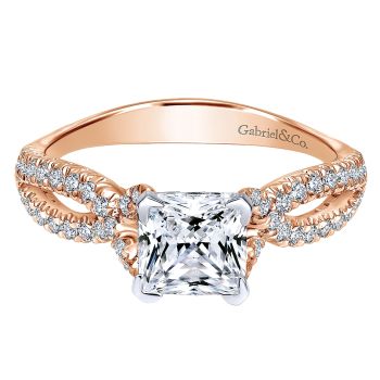 0.32 ct - Diamond Engagement Ring Set in 14k White/Pink Gold Criss Cross /ER11887S4T44JJ-IGCD
