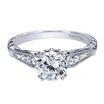 0.14 ct - Diamond Engagement Ring Set in Platinum - Straight Setting /ER6495PT3JJ-IGCD