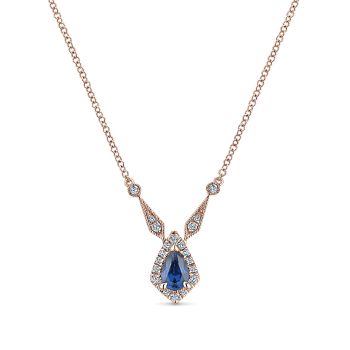0.17 ct - Necklace
 14k Pink Gold Diamond And Sapphire Fashion /NK5292K45SA-IGCD