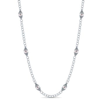 9.23 ct - Necklace
 925 Silver Pearl Diamond By The Yard /NK2894SVJPL-IGCD
