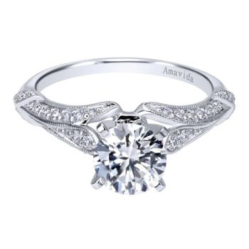 Gabriel & Co 18K White Gold 0.32 ct Diamond Split Shank Engagement Ring Setting ER11889R4W83JJ