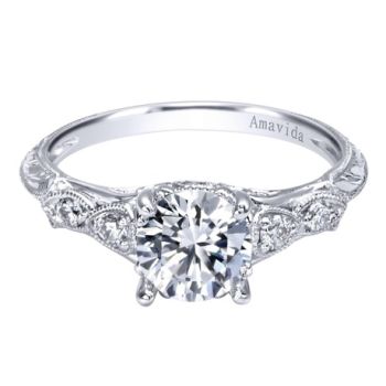 Gabriel & Co Platinum 0.15 ct Diamond Straight Engagement Ring Setting ER10044PT3JJ