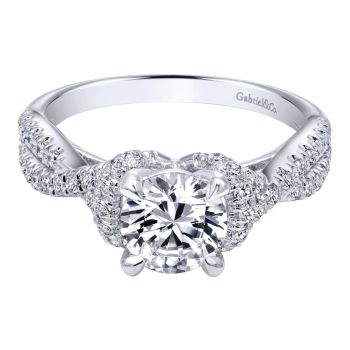 14K White Gold 0.40 ct Diamond Criss Cross Engagement Ring Setting ER10753W44JJ
