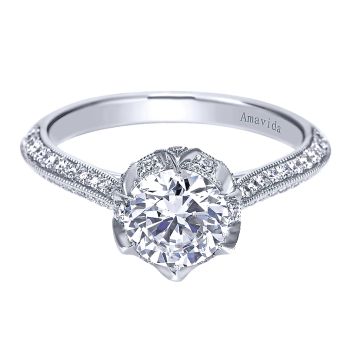 0.37 ct - Diamond Engagement Ring Set in 18k White Gold - Straight Setting /ER7940W83JJ-IGCD