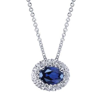 0.36 ct Diamond and Sapphire Fashion Necklace set in 14KT White Gold NK3495W44SA