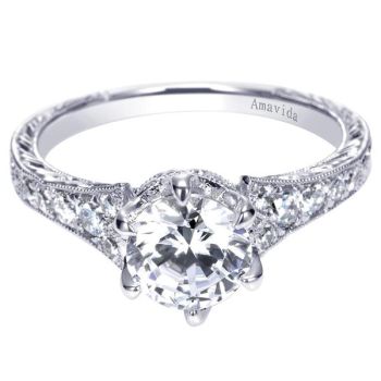 Gabriel & Co Platinum 0.32 ct Diamond Straight Engagement Ring Setting ER8774PT3JJ
