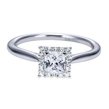 0.12 ct Diamond Engagement Ring - Set in 14k White Gold Diamond Halo /ER8280W44JJ-IGCD