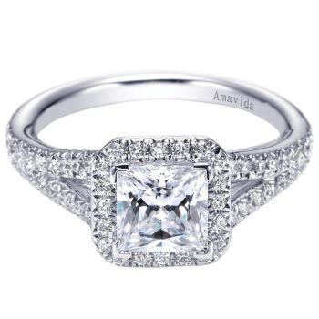 Gabriel & Co 18K White Gold 0.59 ct Diamond Halo Engagement Ring Setting ER6321W83JJ