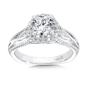 Halo Engagement Ring with Split Shank in 14K White Gold with Platinum Head (0.23ct. tw.) /CR515W