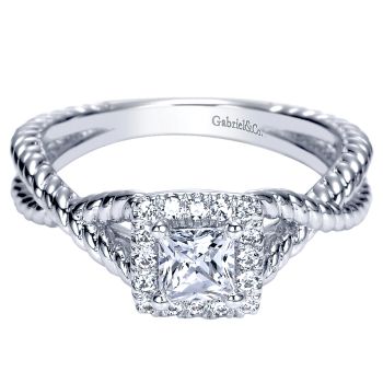 0.49 ct Pre-Set Engagement Ring-14k White Gold Diamond Criss Cross /ER98731W44JJ.CSD4-IGCD