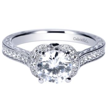 14K White Gold 0.37 ct Diamond Straight Engagement  Ring 