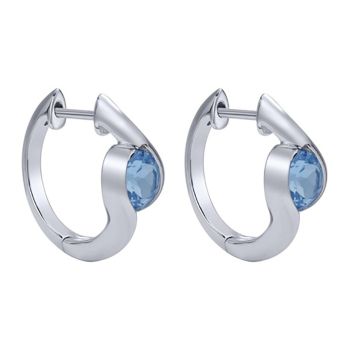 925 Silver Swiss Blue Topaz Huggie Earrings EG12146SVJBT
