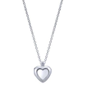 0.04 ct Round Cut Diamond Glass Locket Necklace set in 925 Silver NK2703SV5GL
