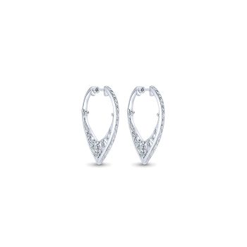 0.72 ct - Earrings
 925 Silver White Sapphire Intricate Hoop /EG12022SVJWS-IGCD