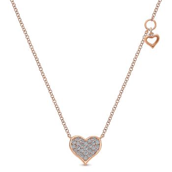 0.20 ct - Necklace
 14k Pink Gold Diamond Heart /NK4538K45JJ-IGCD
