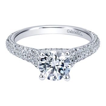 0.72 ct - Straight Setting Diamond Engagement Ring Set in 18k White Gold /ER11765R4W83JJ-IGCD