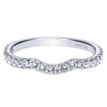 0.39 ct F-G SI Diamond Curved Wedding Band In 18K White Gold WB9103W83JJ