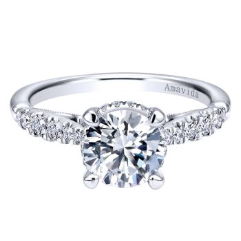 Gabriel & Co 18K White Gold 0.31 ct Diamond Halo Engagement Ring Setting ER11345R4W83JJ
