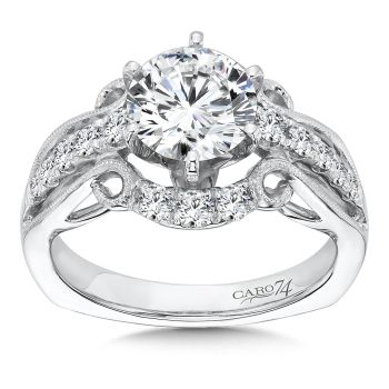 Engagement Ring With Six-Prong Center and Side Stones in 14K White Gold with Platinum Head (0.49ct. tw.) /CR499W