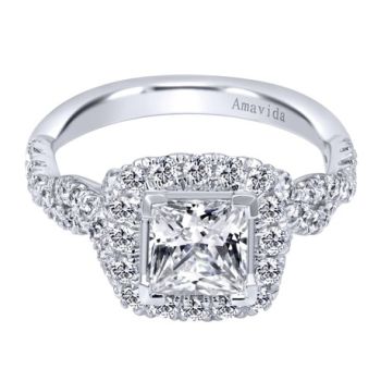 Gabriel & Co 18K White Gold 0.55 ct Diamond Halo Engagement Ring Setting ER11769S4W83JJ