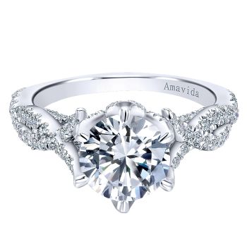 0.70 ct - Diamond Engagement Ring Set in 18k White Gold - Criss Cross /ER11644R6W83JJ-IGCD