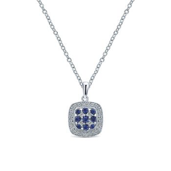 0.22 ct - Necklace
 14k White Gold Diamond And Sapphire Fashion /NK1902W45SA-IGCD