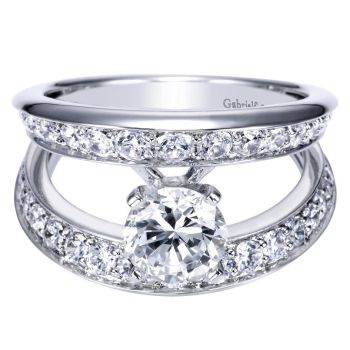 14K White Gold 0.95 ct Diamond Split Shank Engagement Ring Setting ER5316W44JJ
